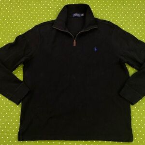 RL POLO LS Heavy Cotton Black Quarter zip Sweatshirt